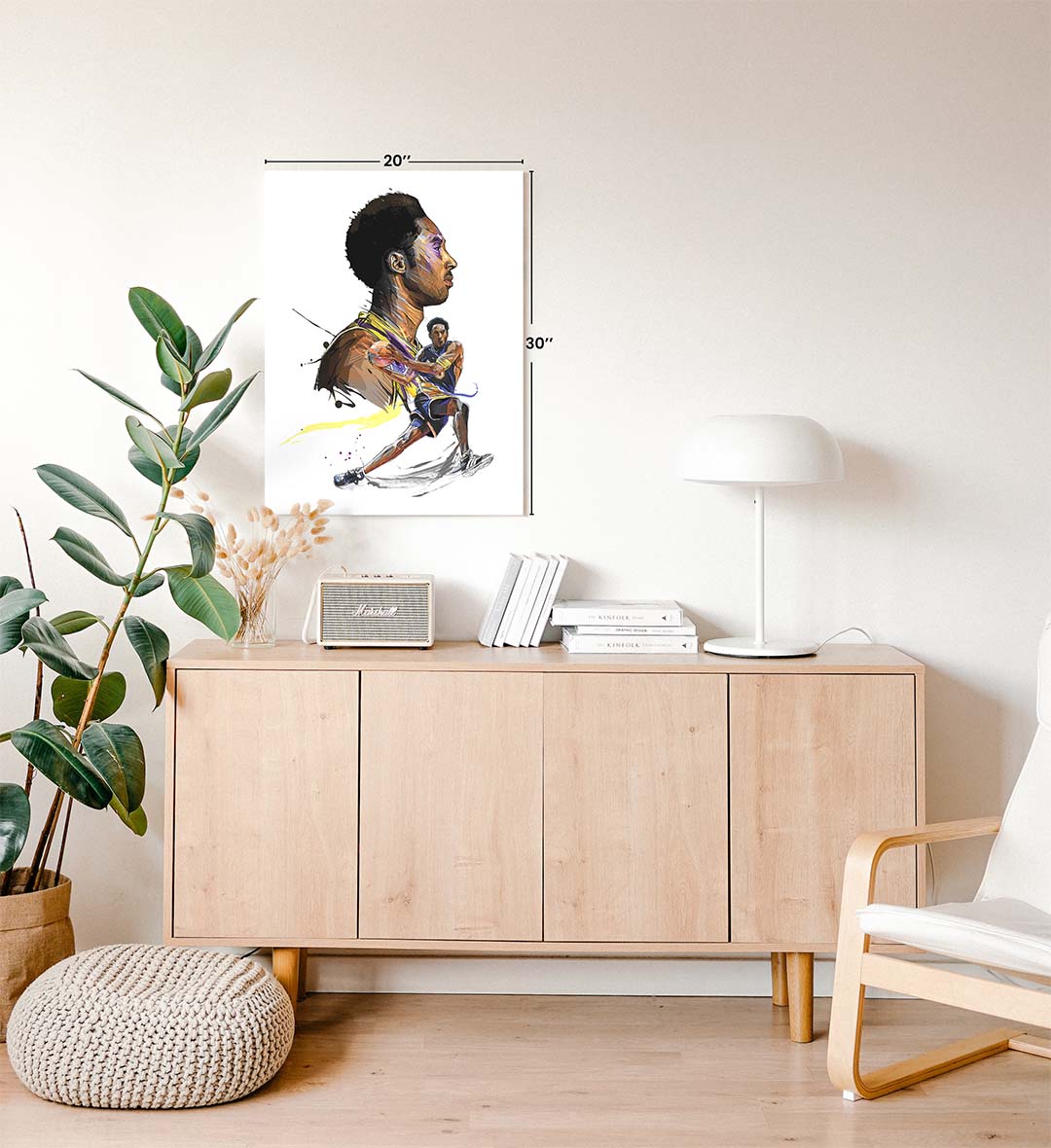 Kobe's Dual Legacy with Kobe Bryant basketball design for Indian home decor.