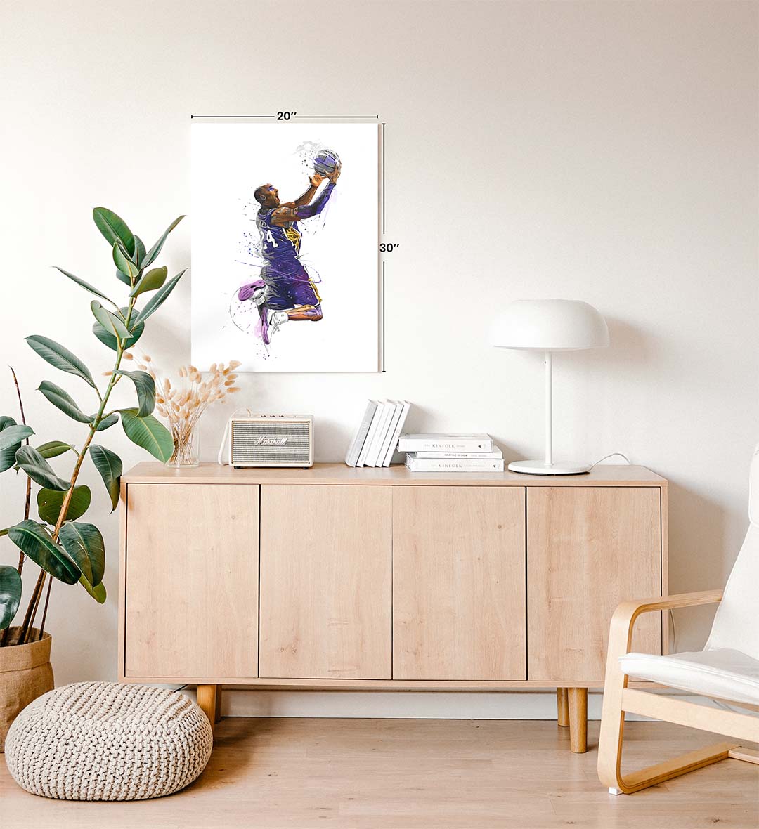 Kobe Slam canvas wall art with dynamic basketball dunk design for Indian home decor.