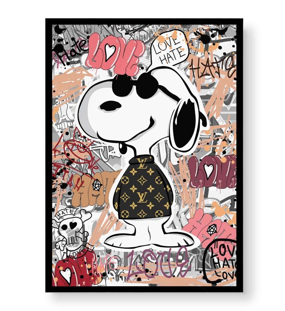 Creative studio space styled with urban pop culture wall hanging.