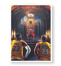 Court Kings canvas wall art featuring LeBron James, Kobe Bryant, and Michael Jordan for Indian home decor.