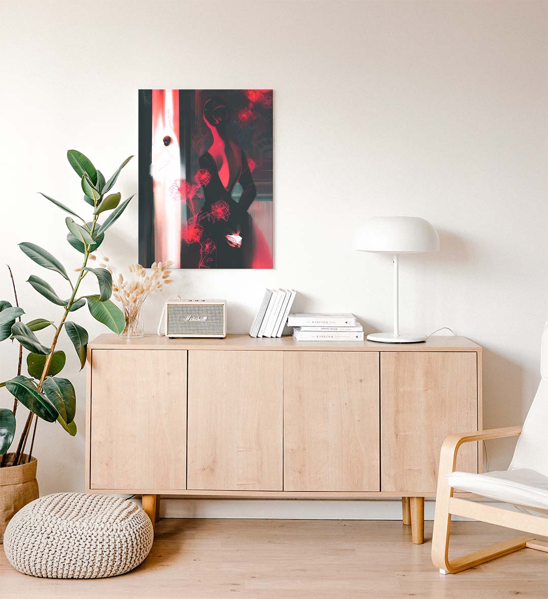 Side view of Midnight Ballerina Reflection canvas showing gallery wrap depth.