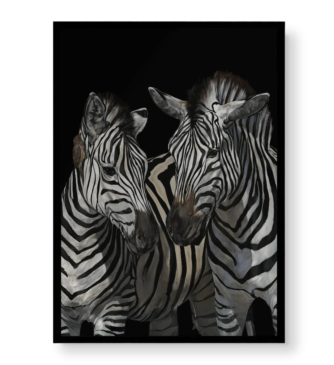 Sophisticated office space with nature-inspired wall hanging.