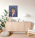 Vincent Van Gogh parody canvas wall art with Nike bucket hat and sunglasses, ideal for modern Indian home decor.