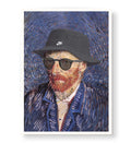 Vincent Van Gogh parody canvas wall art with Nike bucket hat and sunglasses, ideal for modern Indian home decor.