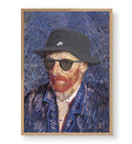 Vincent Van Gogh parody canvas wall art with Nike bucket hat and sunglasses, ideal for modern Indian home decor.