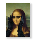 Mona Lisa in Vogue with modern sunglasses and leather gloves wall art for Indian home decor.