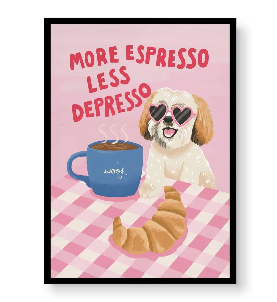 Pink aesthetic bedroom with uplifting typography wall hanging.