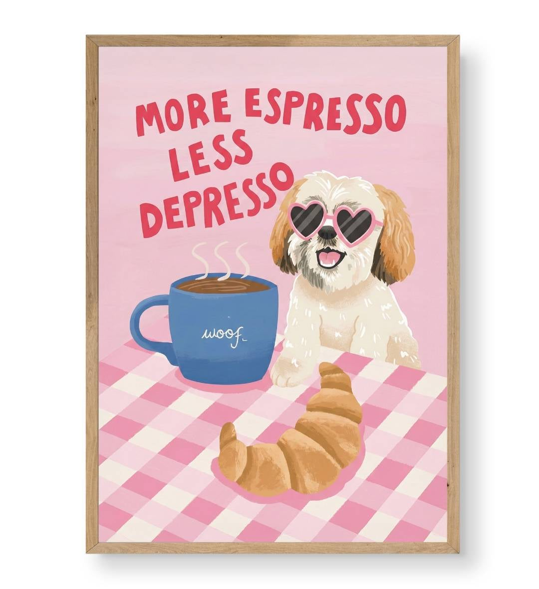 Gallery wall idea including More Espresso Less Depresso art by Artlier.