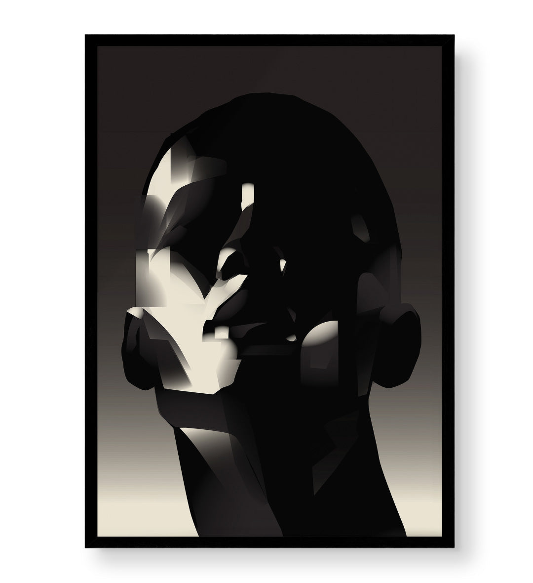 Abstract Shadow Face with geometric human head design wall art for Indian home decor.