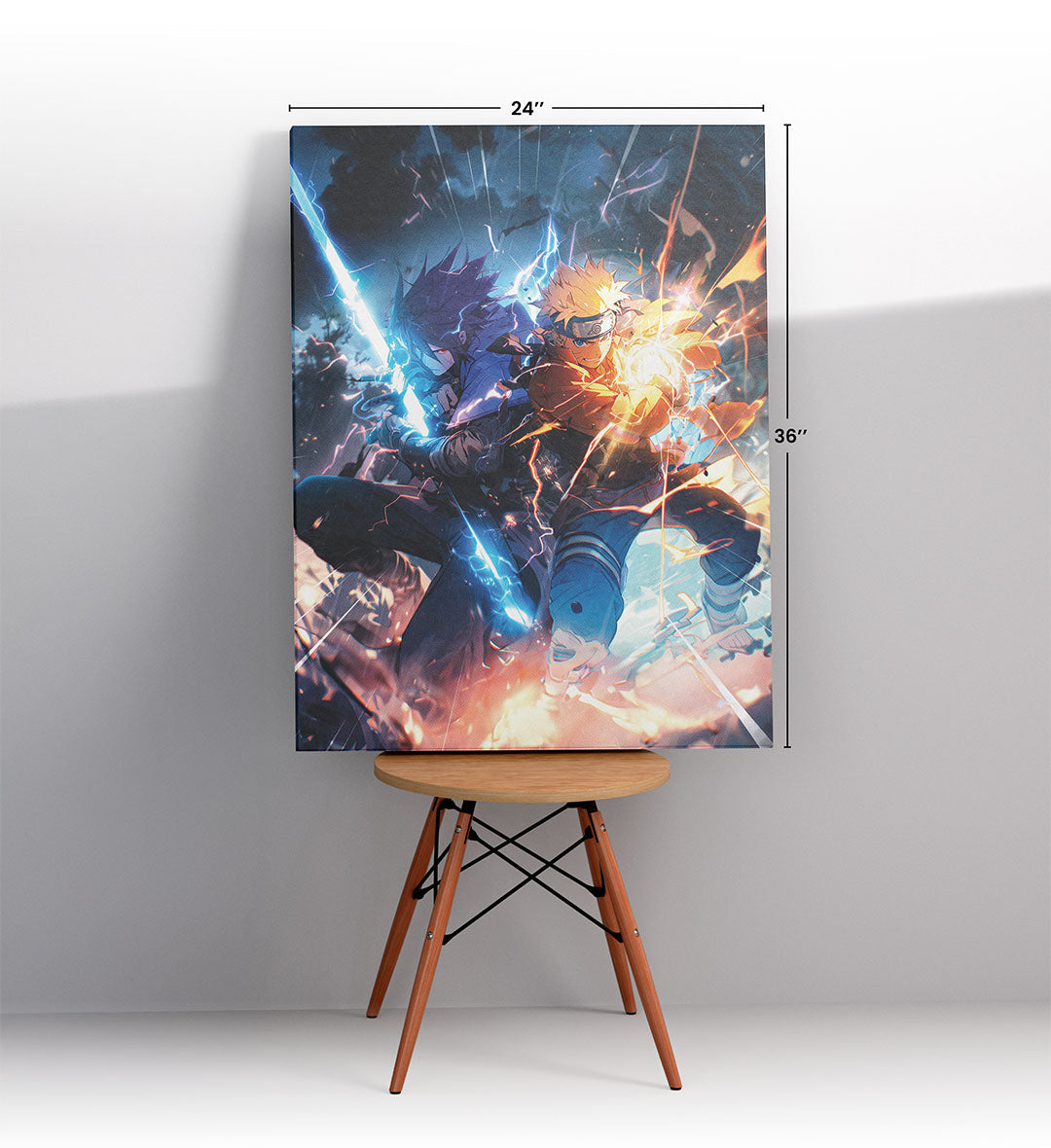 Naruto vs Sasuke with Rasengan and Chidori clash wall art for Indian home decor.
