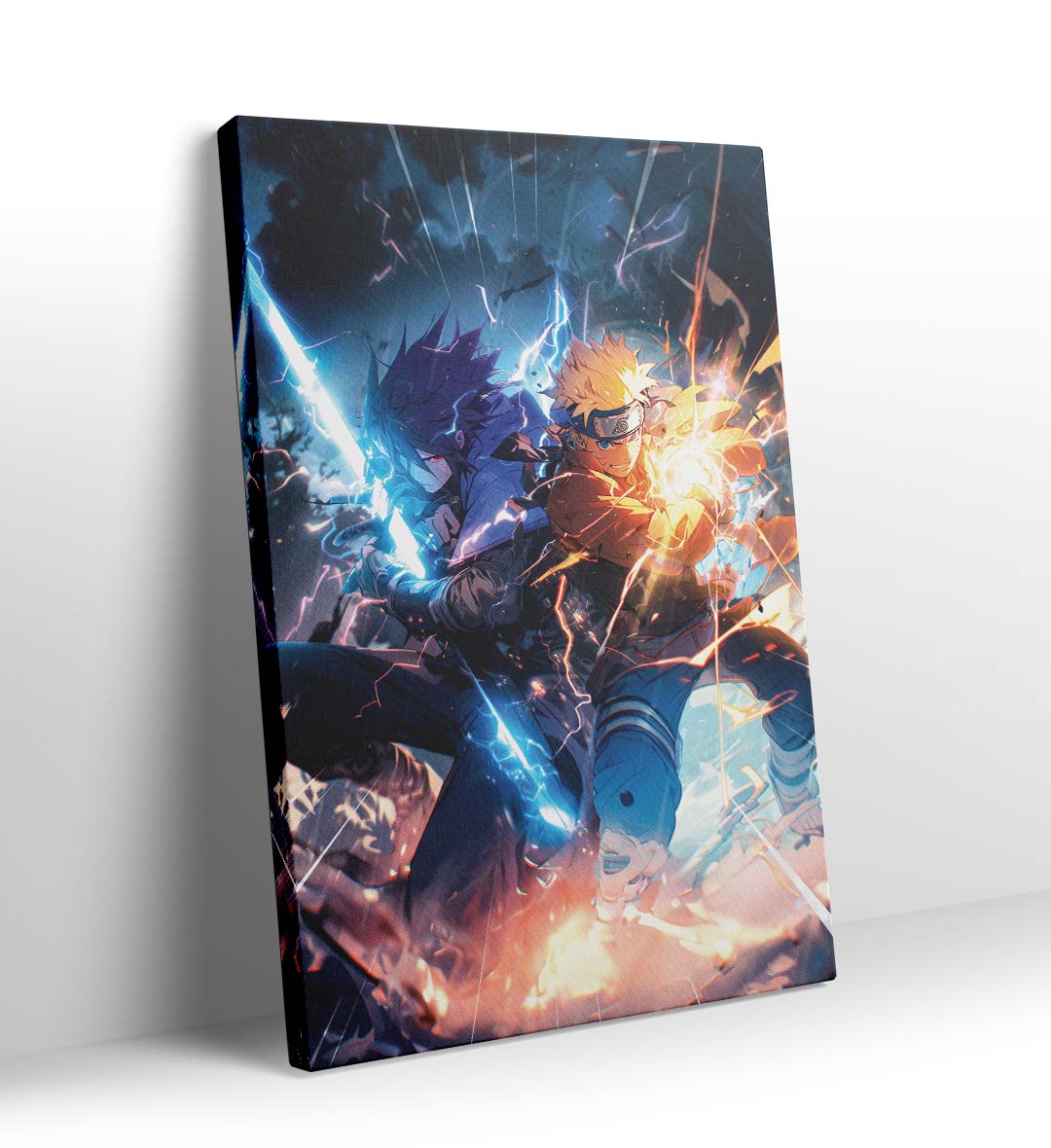 Naruto vs Sasuke with Rasengan and Chidori clash wall art for Indian home decor.