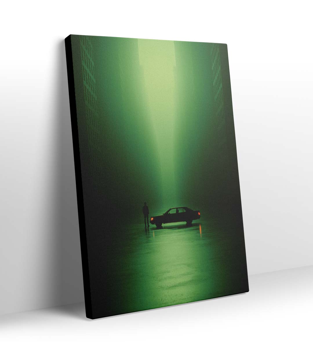 Neon City Encounter with urban noir design wall art for Indian home decor.