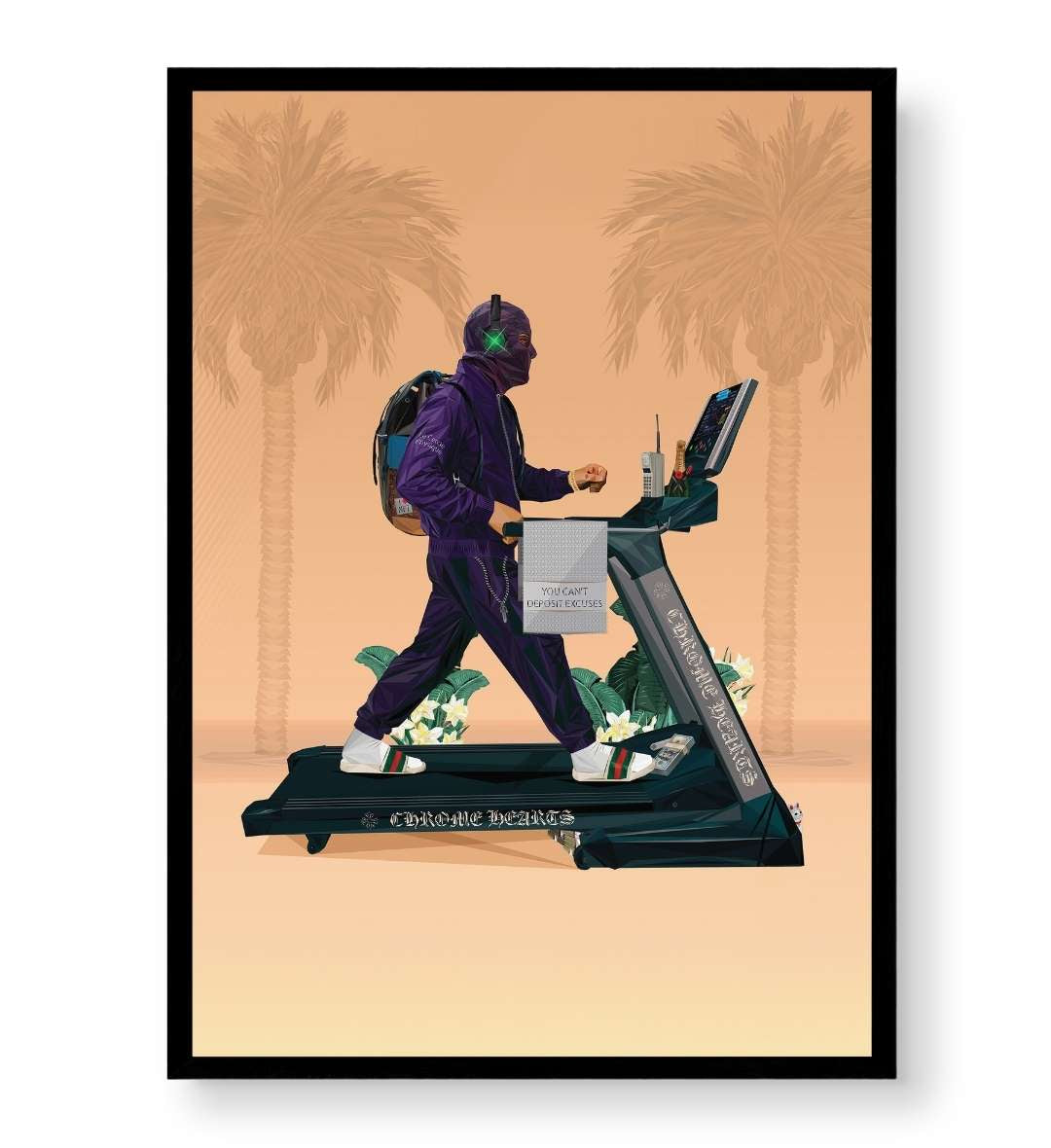 Side view of No Excuses Hustle canvas showing gallery wrap depth.