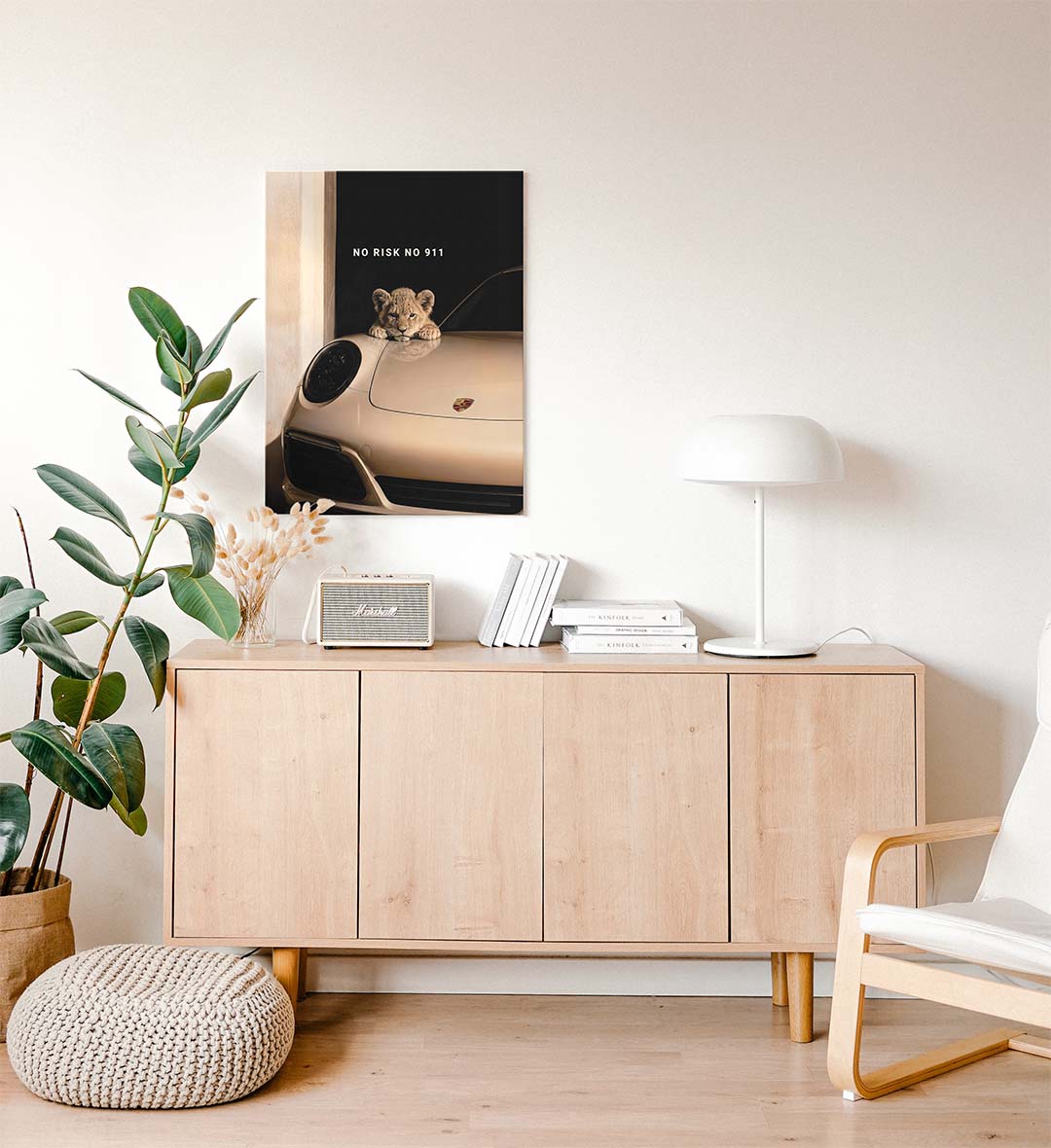 ide view of No Risk No 911 canvas showing sturdy wooden frame depth.