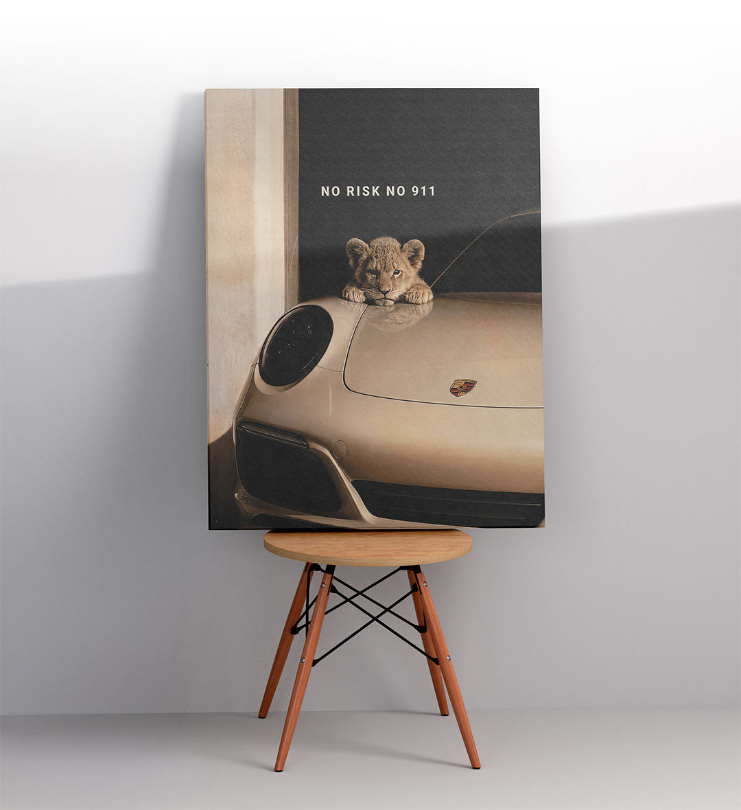 Garage decor idea with automotive lifestyle illustration.