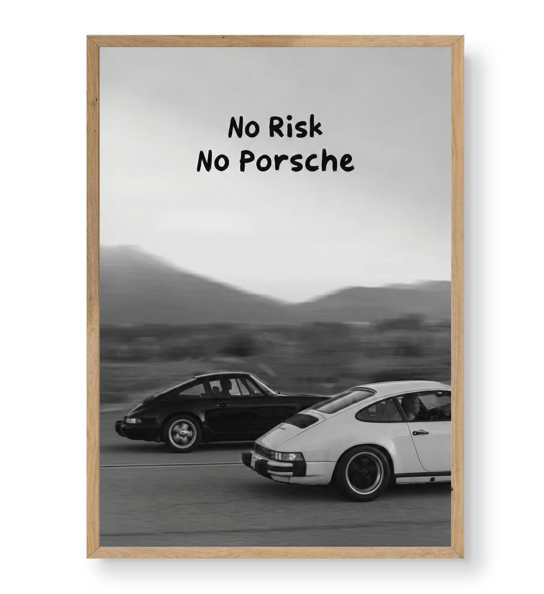 Gallery wall idea including No Risk No Porsche art by Artlier.