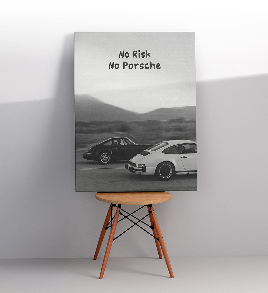Garage decor idea with high-speed racing lifestyle illustration.