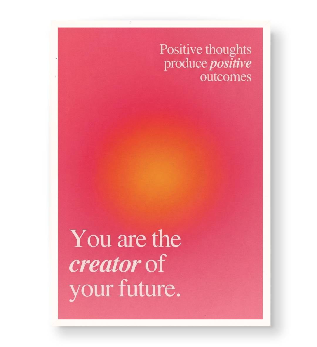 Peaceful bedroom decor featuring warm gradient manifestation wall art.