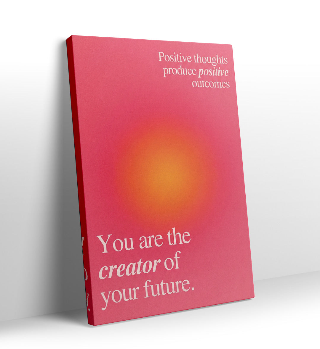 Pink and orange glowing gradient poster with "You are the creator of your future" text canvas wall art.