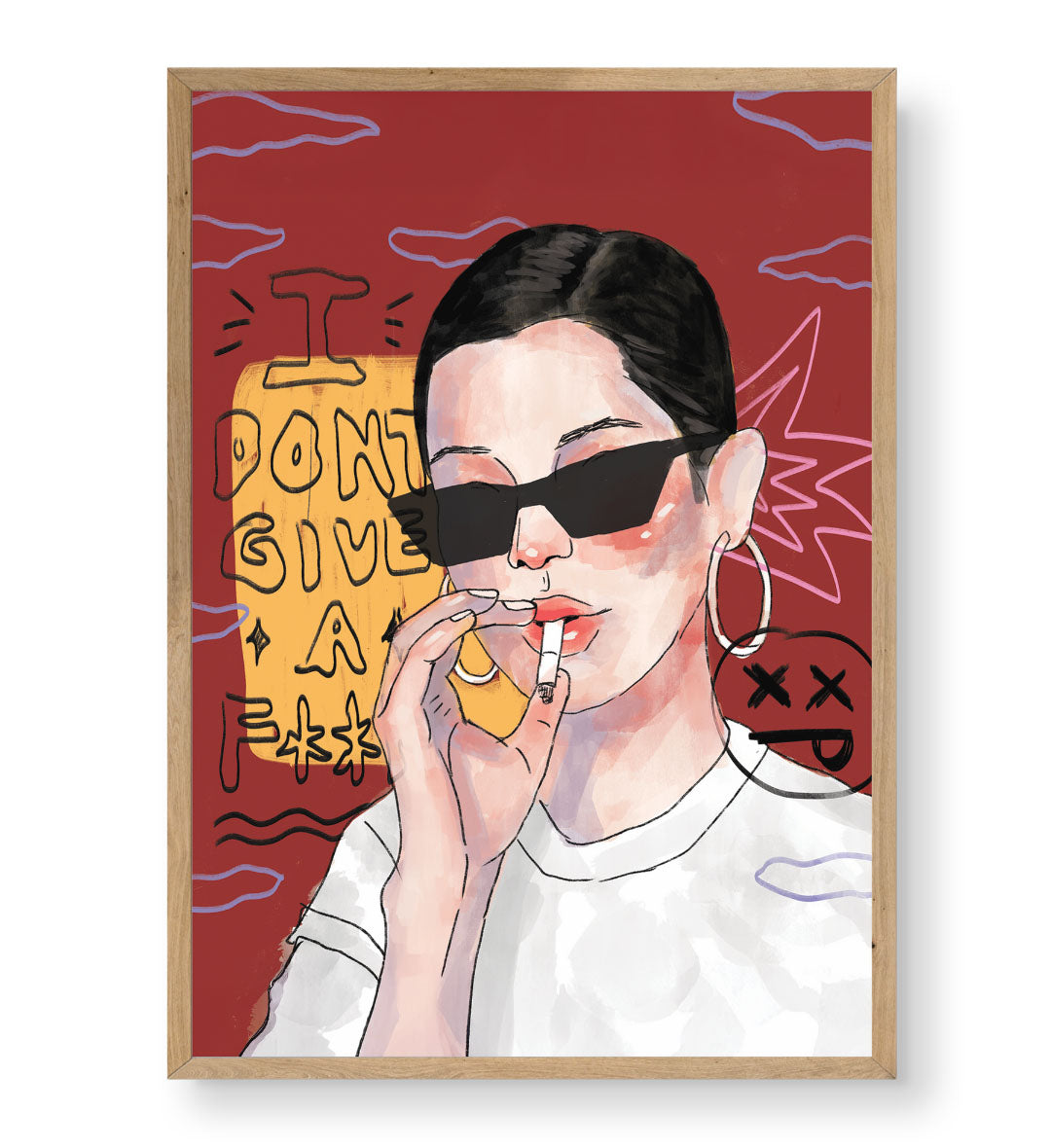 Rebel Attitude bold pop art wall canvas print with red and blue accents for Indian home decor.