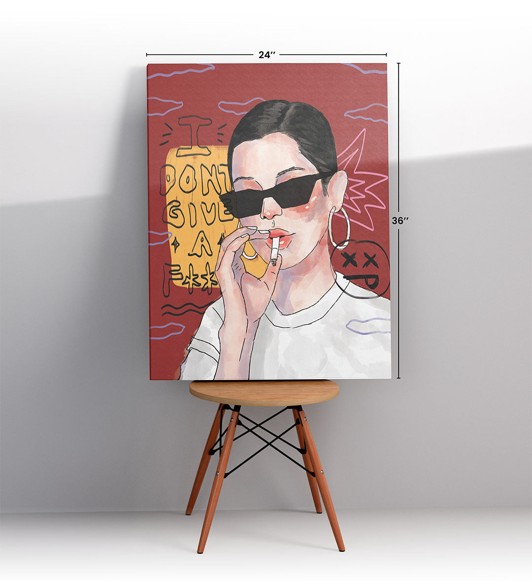 Rebel Attitude bold pop art wall canvas print with red and blue accents for Indian home decor.