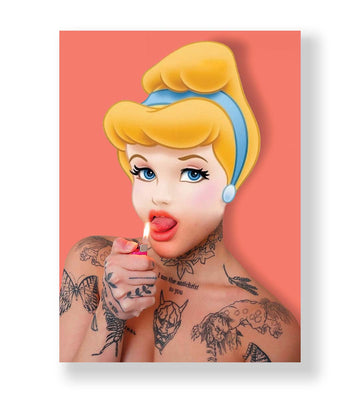 Rebel Princess Flame with tattooed princess design wall art for home decor.