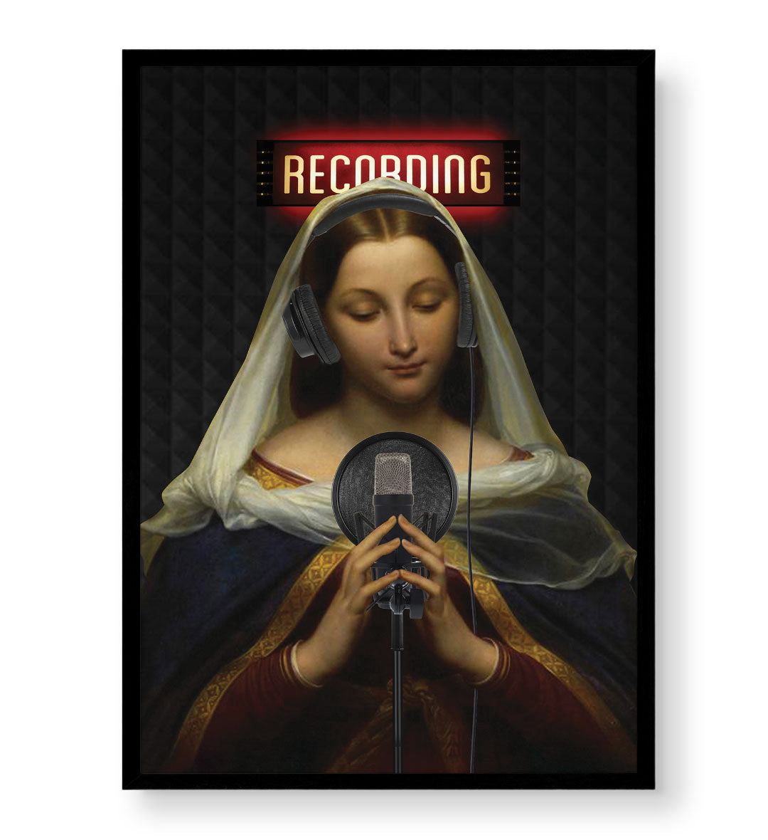 Sacred Studio Moment with spiritual recording design wall art for home decor.