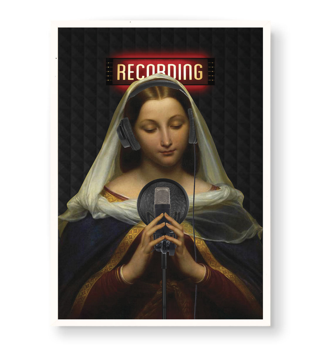 Sacred Studio Moment with spiritual recording design wall art for home decor.
