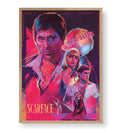 Scarface Neon Legacy cinematic wall art with neon pink and blue tones for Indian home decor.