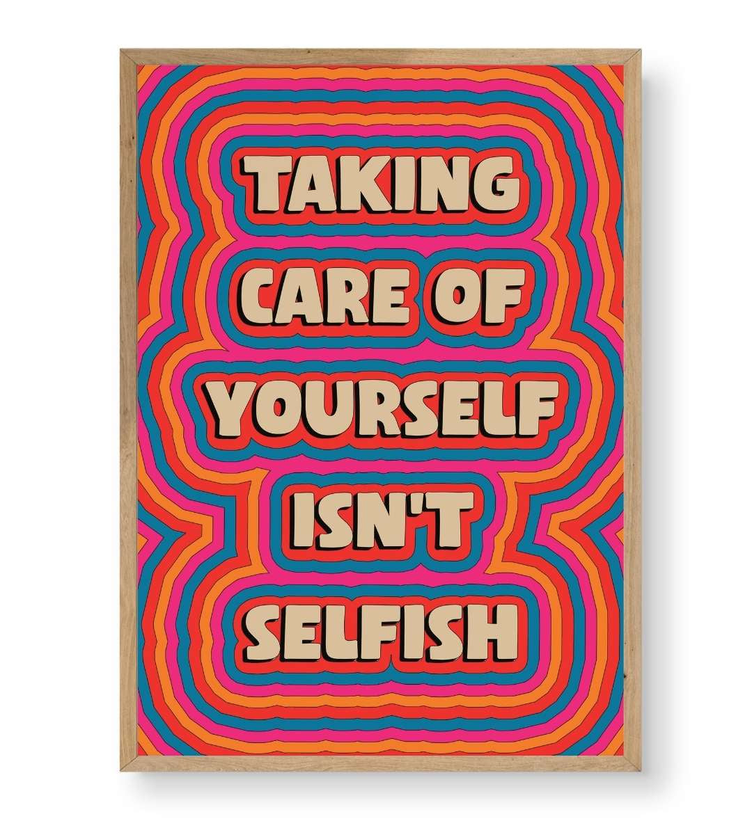 Gallery wall idea including Self Care Is Not Selfish art by Artlier.