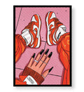 Sneaker Swagger Nike pop art wall canvas print with orange sneakers for Indian home decor.