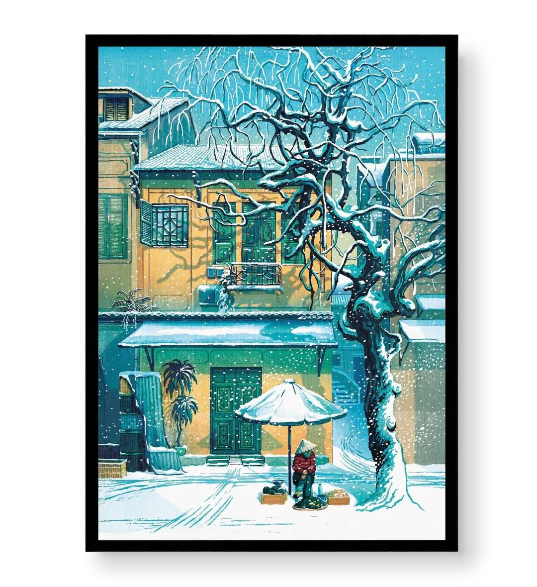 Cafe wall display idea with peaceful daily life art.