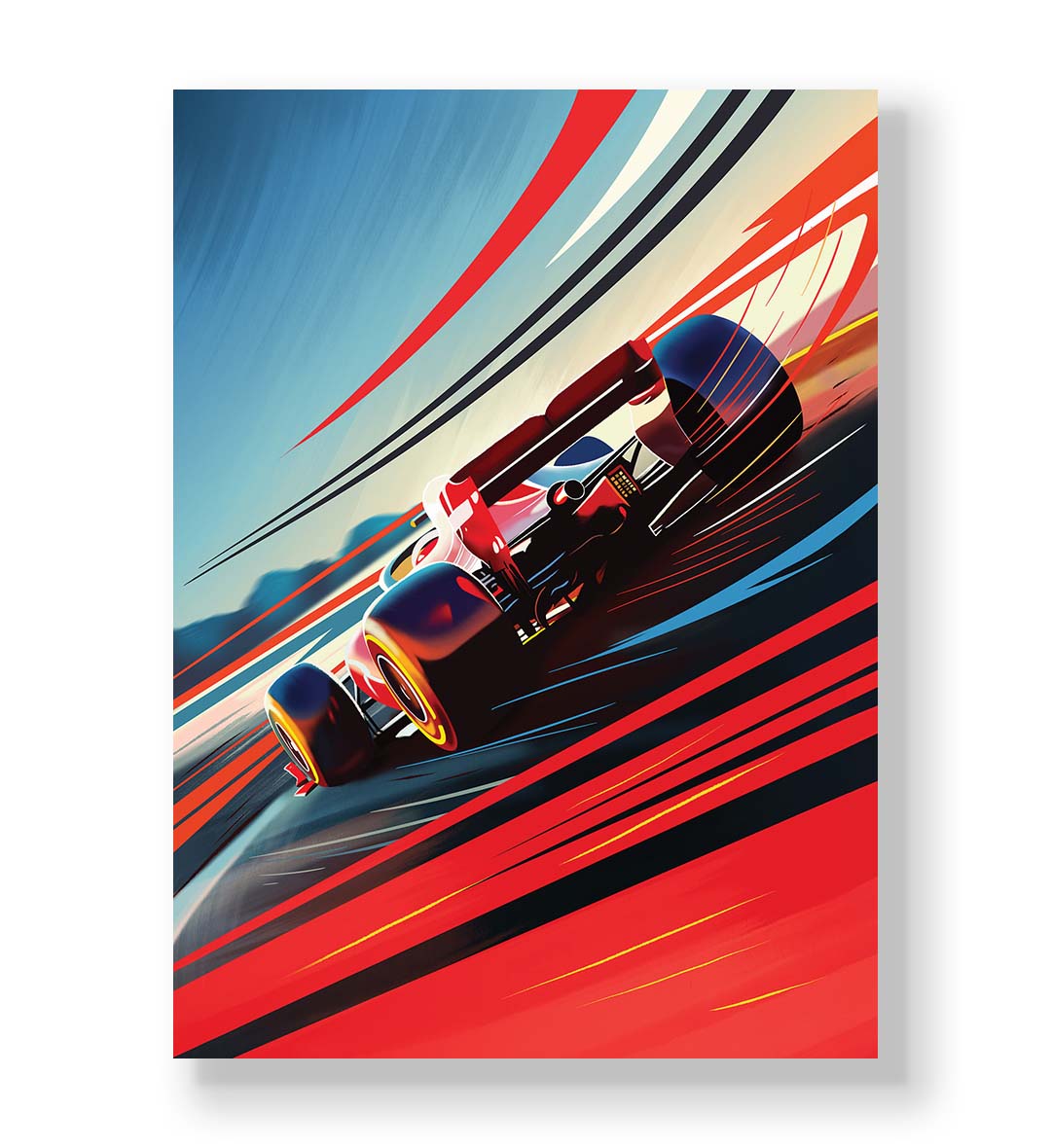 Abstract art of a racing car home decor

