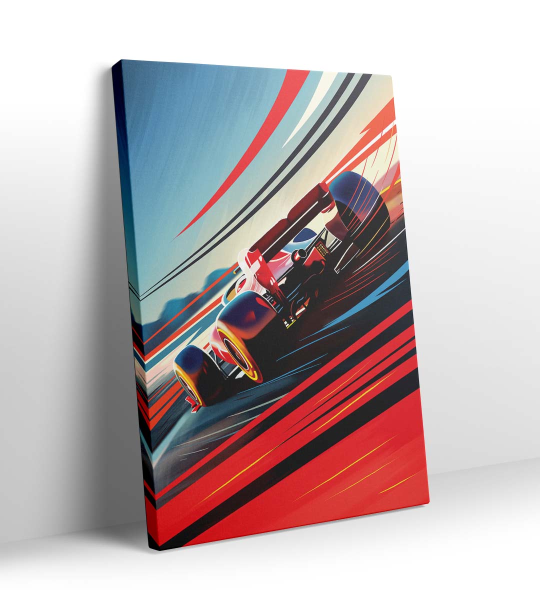 Canvas print of a racing car design with red, blue, and black colors for Modern homes 