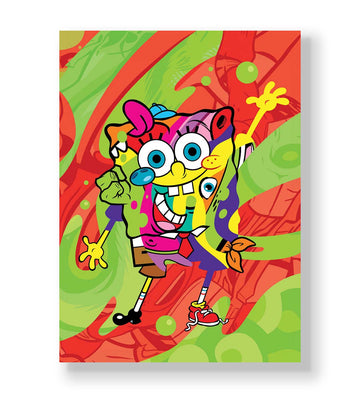 Spongebob Blast canvas wall art with vibrant pop art SpongeBob design for modern Indian home decor.