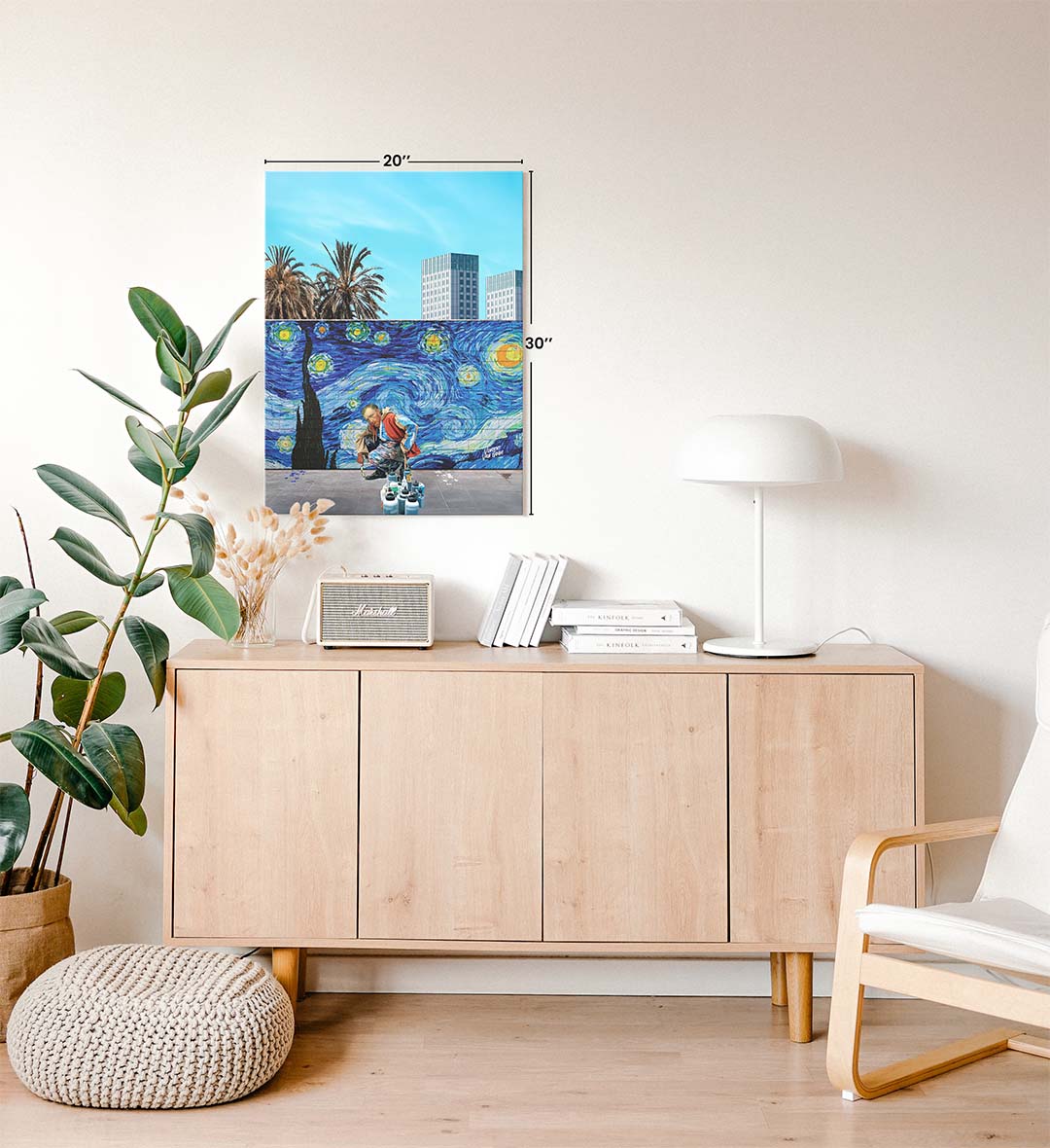 Vincent Van Gogh parody canvas wall art painting Starry Night mural, perfect for modern Indian home decor.