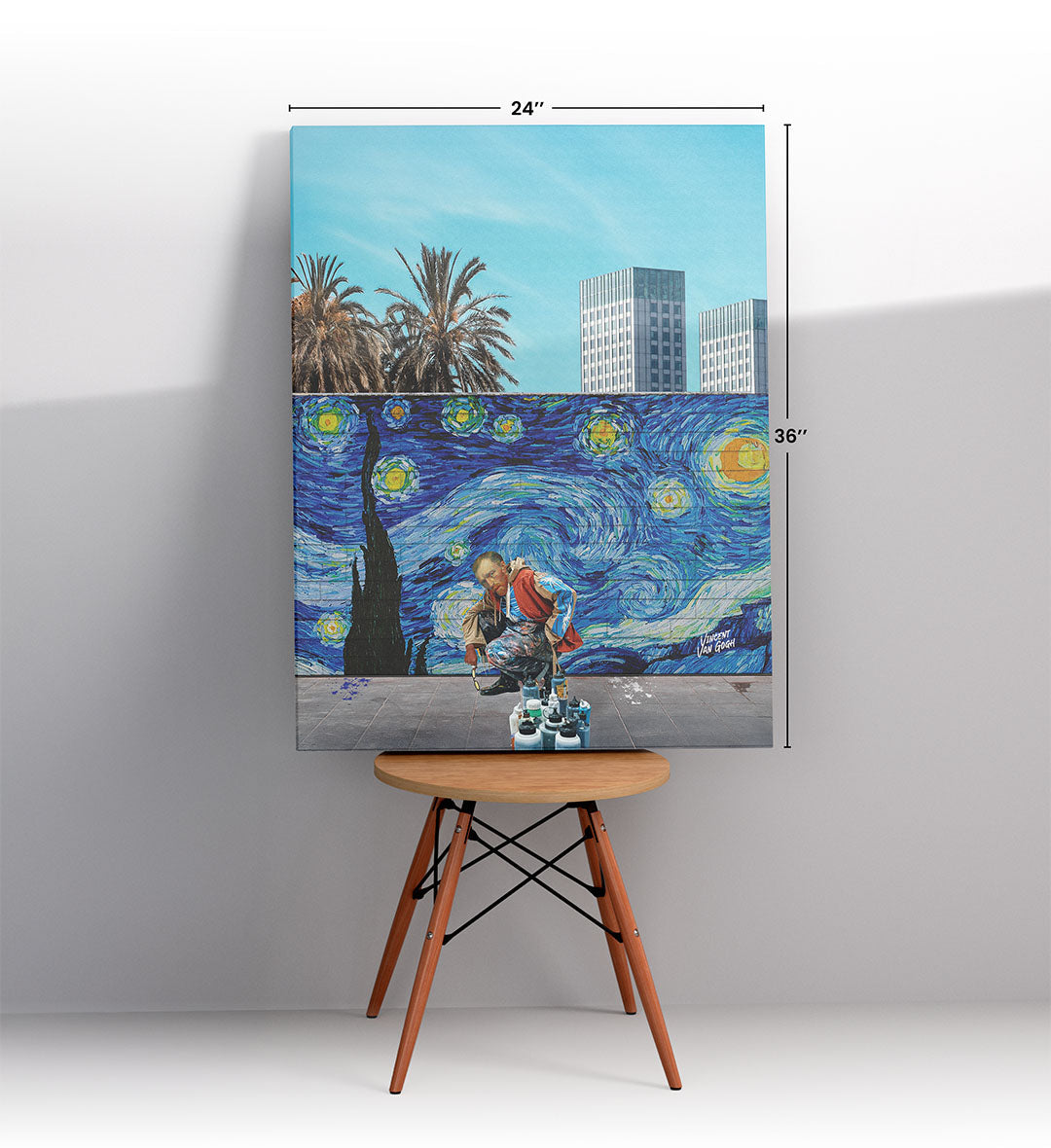 Vincent Van Gogh parody canvas wall art painting Starry Night mural, perfect for modern Indian home decor.