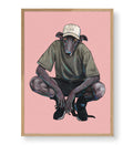 Street Hound whimsical pet wall art with a greyhound in streetwear for Indian home decor.