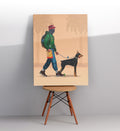 Hallway gallery wall idea including Street Royalty Doberman art by Artlier.