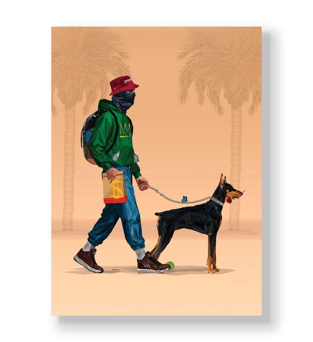 Side view of Street Royalty Doberman canvas showing gallery wrap thickness.