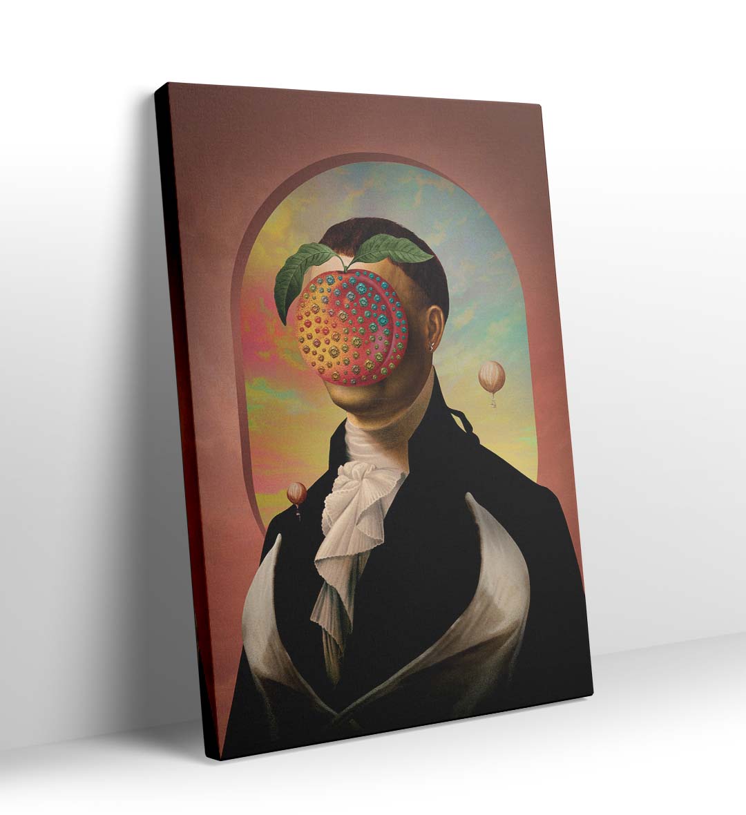 Surreal Fruit Mask with abstract fruit design wall art for Indian home decor.