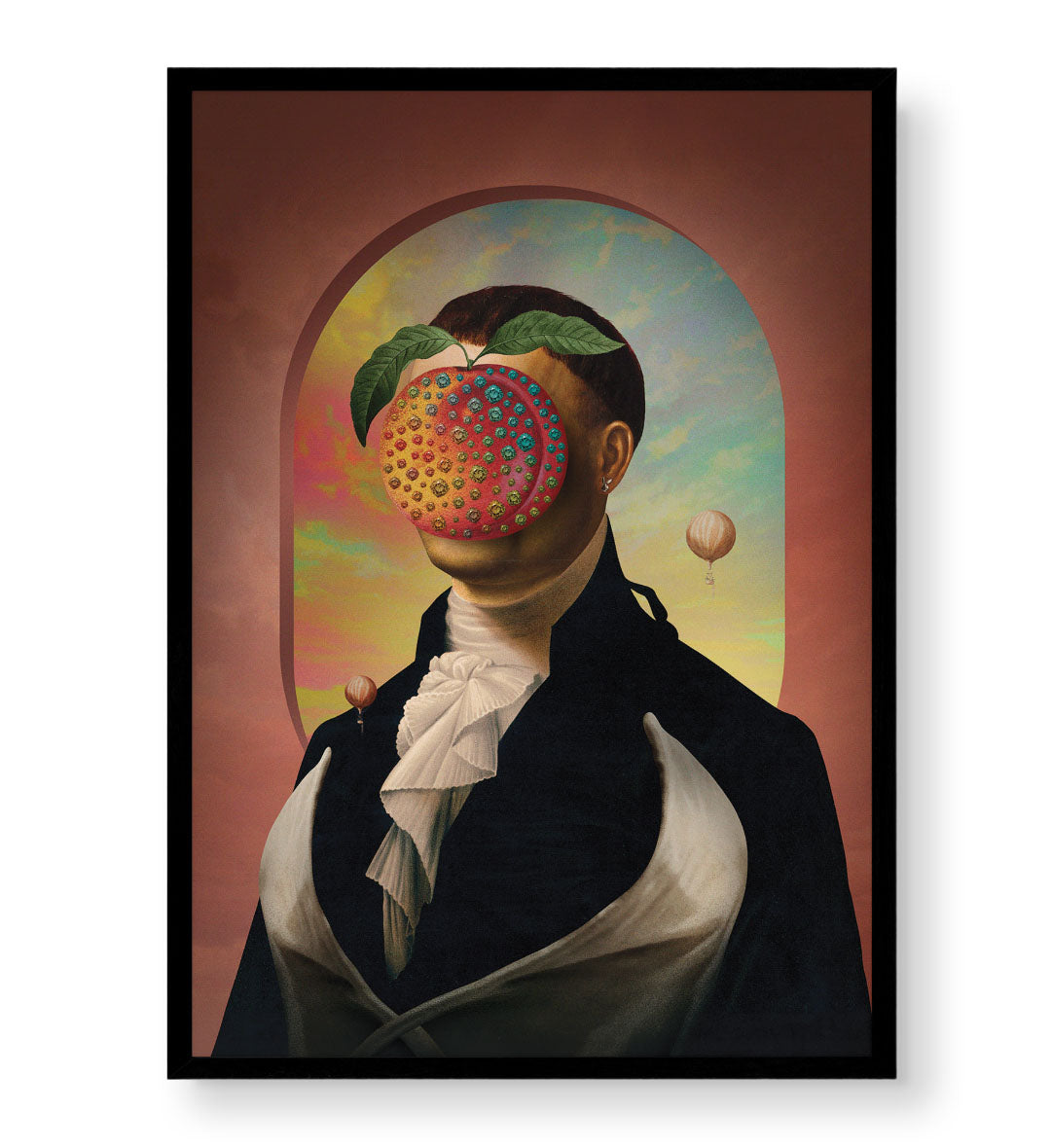 Surreal Fruit Mask with abstract fruit design wall art for Indian home decor.