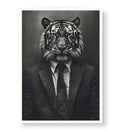 Contemporary hallway display with framed surreal tiger canvas print by Artlier.