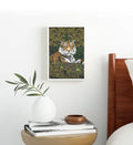 Edgy man cave styled with jungle theme and champagne canvas print.