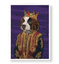 Eclectic living room decor featuring regal geometric dog wall art.