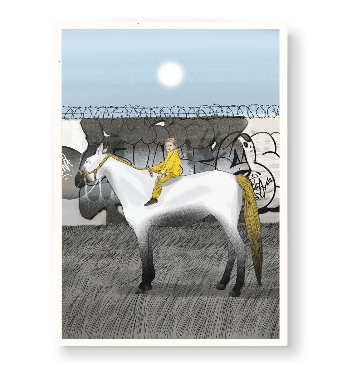 Edgy gaming room setup featuring Hasbulla equestrian pop art.