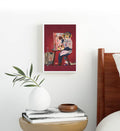 Modern living room decor styled with sophisticated pop art canvas print.