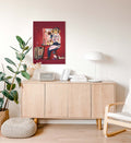 Side view of The Parisian Artist Chimp canvas showing sturdy wooden frame depth.