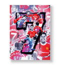 Cristiano Ronaldo collage inside a large number 7 with graffiti background canvas art.