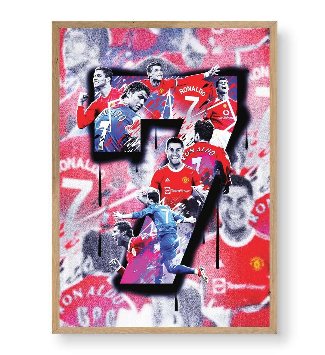 Hallway display with framed Cristiano Ronaldo art print by Artlier.